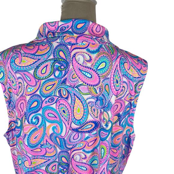 Lulu B Dress 1/4 Zip Dress Womens 1X Bright Paisley Resort Beach Cruise Colorful - Picture 5 of 8